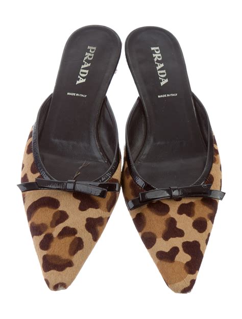 prada lepard kitten heel mules|Prada espadrilles shoes.